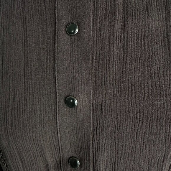 NWT CRUEL DENIM Crinkle Gauze Snap Shirt Crochet Western Prairie Romance Brown S - Picture 9 of 13